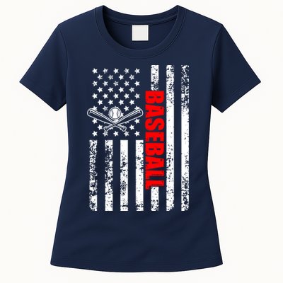 US American Flag Baseball Patriotic Baseball Womens T-Shirt