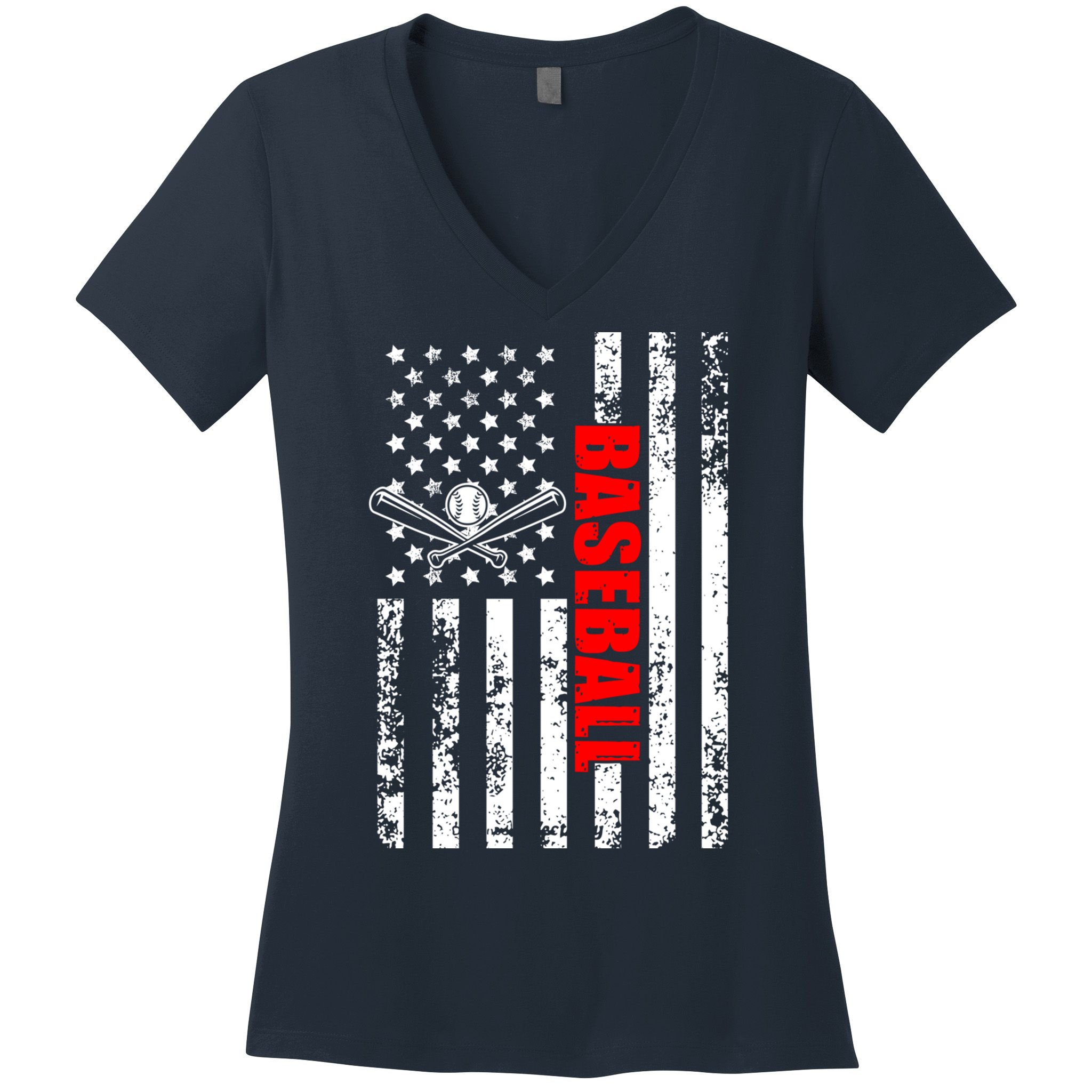 US American Flag Baseball Patriotic Baseball Women's V-Neck T-Shirt