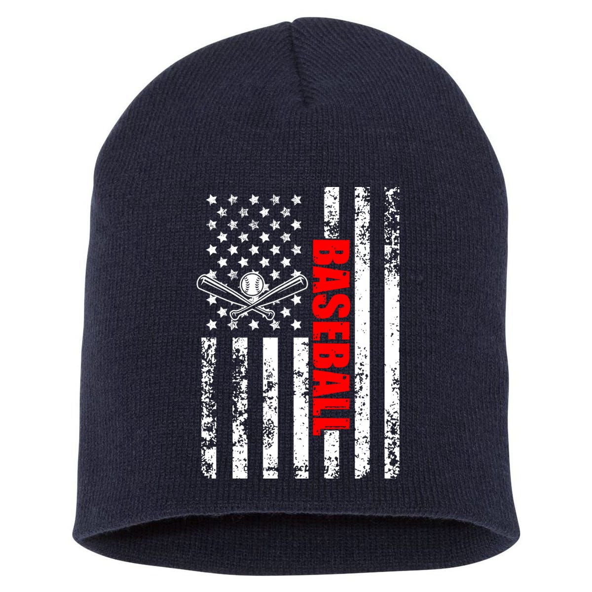 US American Flag Baseball Patriotic Baseball Short Acrylic Beanie