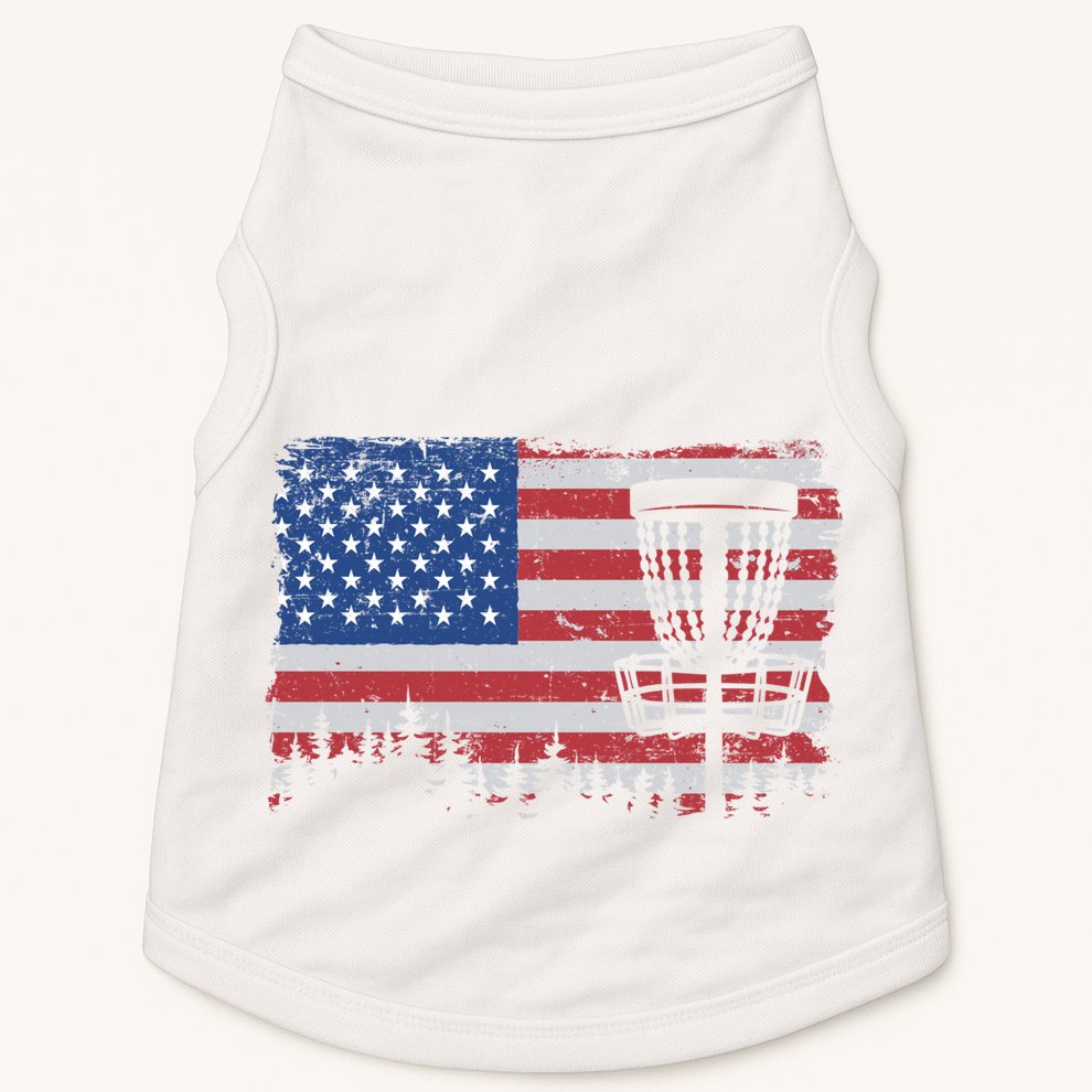 Us American Flag Disc Golf Basket Frisbee Vintage Disc Golf Gift Doggie Tank