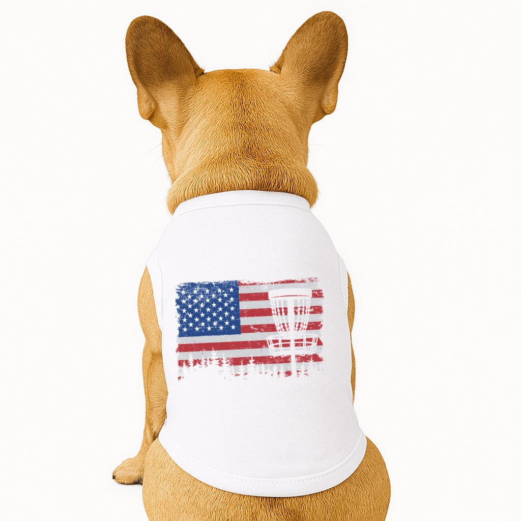 Us American Flag Disc Golf Basket Frisbee Vintage Disc Golf Gift Doggie Tank