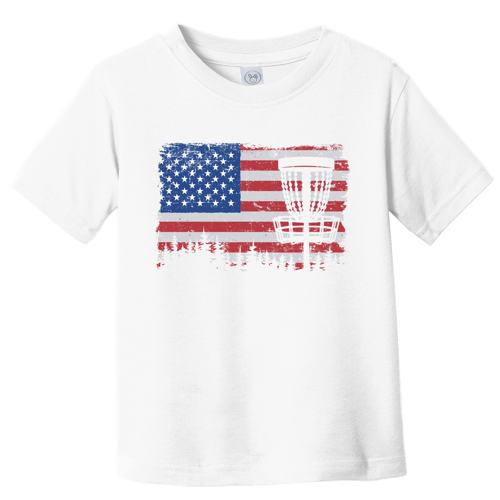 Us American Flag Disc Golf Basket Frisbee Vintage Disc Golf Gift Toddler T-Shirt