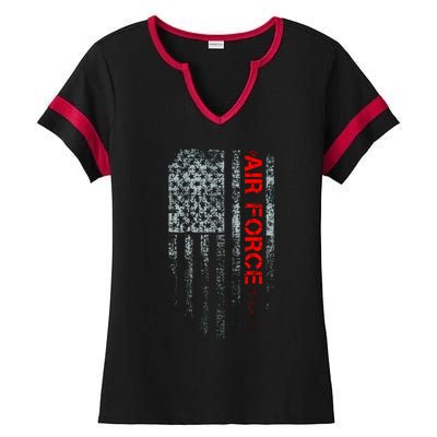 U.S. Air Force Vintage USA Flag Ladies Halftime Notch Neck Tee