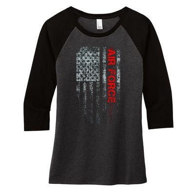 U.S. Air Force Vintage USA Flag Women's Tri-Blend 3/4-Sleeve Raglan Shirt