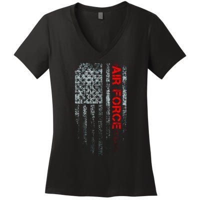 U.S. Air Force Vintage USA Flag Women's V-Neck T-Shirt