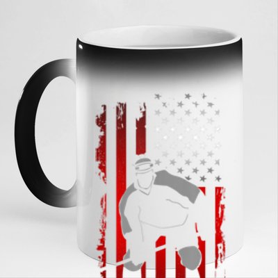 US American Flag Sports Patriotic Ice Hockey 11oz Black Color Changing Mug