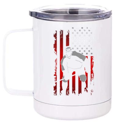 US American Flag Sports Patriotic Ice Hockey 12 oz Stainless Steel Tumbler Cup