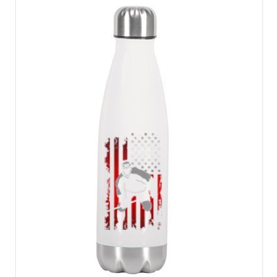 US American Flag Sports Patriotic Ice Hockey Stainless Steel Insulated Water Bottle