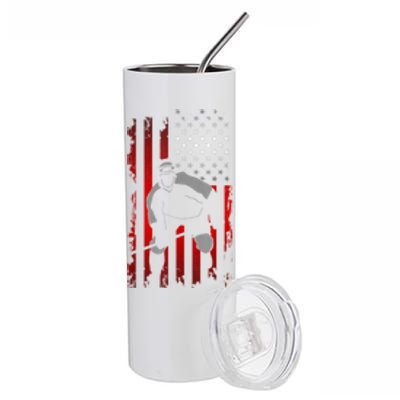 US American Flag Sports Patriotic Ice Hockey Stainless Steel Tumbler