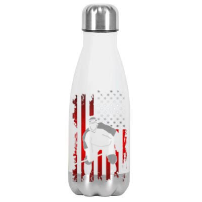 US American Flag Sports Patriotic Ice Hockey Stainless Steel Insulated Water Bottle