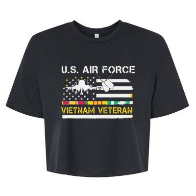 US Air Force Vietnam Veteran, USAF Veteran, USA Flag Gift Bella+Canvas Jersey Crop Tee