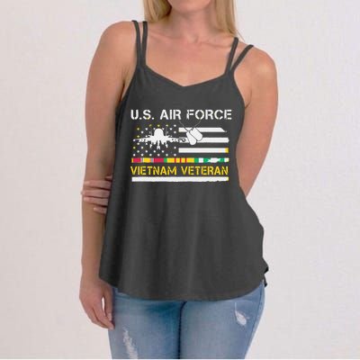 US Air Force Vietnam Veteran, USAF Veteran, USA Flag Gift Women's Strappy Tank