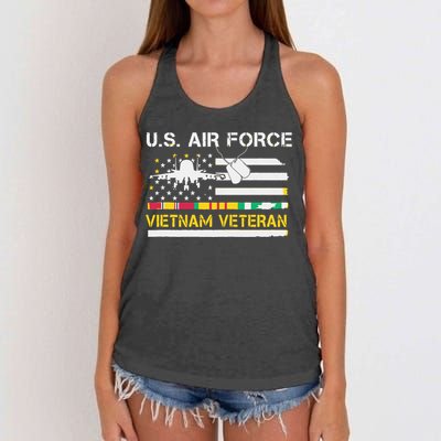 US Air Force Vietnam Veteran, USAF Veteran, USA Flag Gift Women's Knotted Racerback Tank