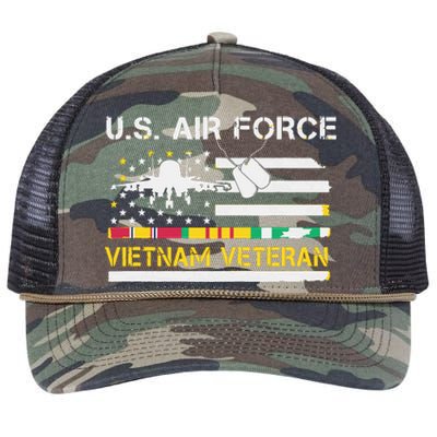 US Air Force Vietnam Veteran, USAF Veteran, USA Flag Gift Retro Rope Trucker Hat Cap