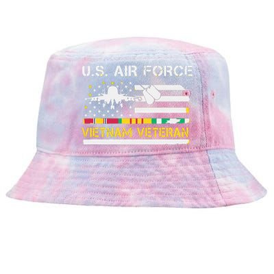 US Air Force Vietnam Veteran, USAF Veteran, USA Flag Gift Tie-Dyed Bucket Hat