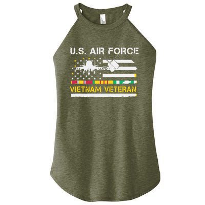 US Air Force Vietnam Veteran, USAF Veteran, USA Flag Gift Women's Perfect Tri Rocker Tank