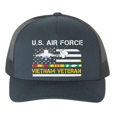 US Air Force Vietnam Veteran, USAF Veteran, USA Flag Gift Yupoong Adult 5-Panel Trucker Hat