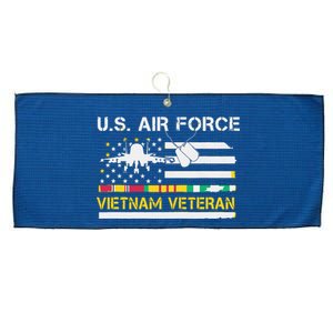 US Air Force Vietnam Veteran, USAF Veteran, USA Flag Gift Large Microfiber Waffle Golf Towel