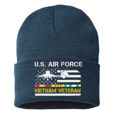 US Air Force Vietnam Veteran, USAF Veteran, USA Flag Gift Sustainable Knit Beanie