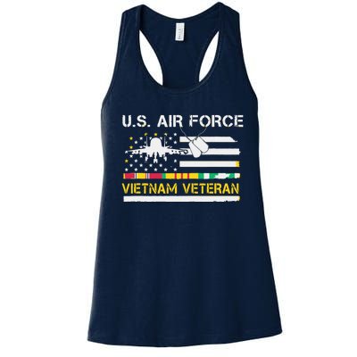 US Air Force Vietnam Veteran, USAF Veteran, USA Flag Gift Women's Racerback Tank