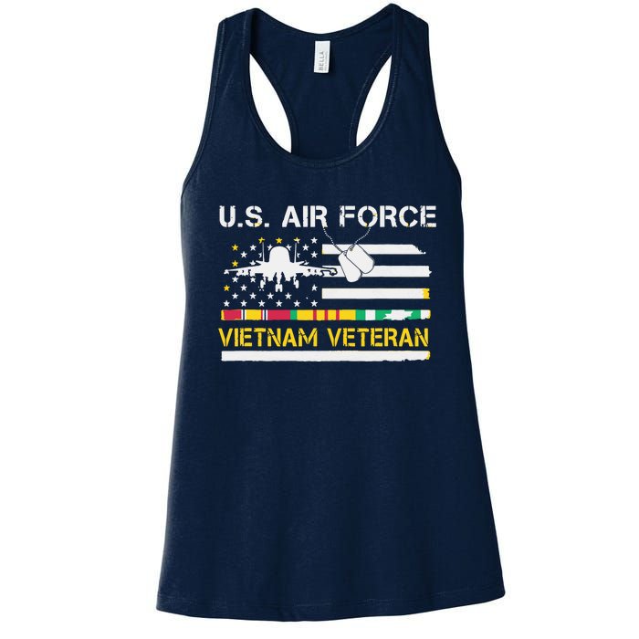 US Air Force Vietnam Veteran, USAF Veteran, USA Flag Gift Women's Racerback Tank