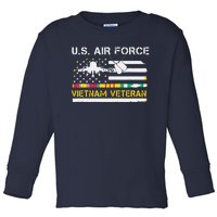 US Air Force Vietnam Veteran, USAF Veteran, USA Flag Gift Toddler Long Sleeve Shirt