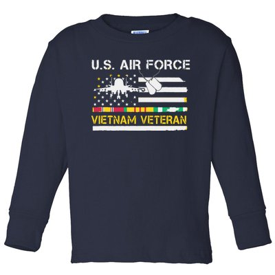 US Air Force Vietnam Veteran, USAF Veteran, USA Flag Gift Toddler Long Sleeve Shirt