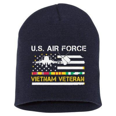 US Air Force Vietnam Veteran, USAF Veteran, USA Flag Gift Short Acrylic Beanie