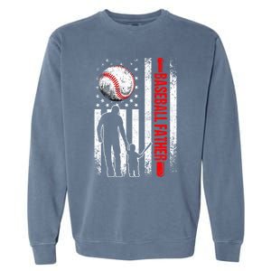 Usa American Flag Baseball Daddy Dad Papa Fathers Day Gift Garment-Dyed Sweatshirt