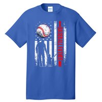 Usa American Flag Baseball Daddy Dad Papa Fathers Day Gift Tall T-Shirt