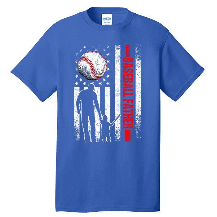 Usa American Flag Baseball Daddy Dad Papa Fathers Day Gift Tall T-Shirt