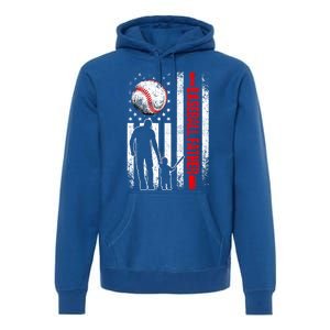 Usa American Flag Baseball Daddy Dad Papa Fathers Day Gift Premium Hoodie