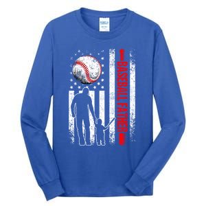 Usa American Flag Baseball Daddy Dad Papa Fathers Day Gift Tall Long Sleeve T-Shirt