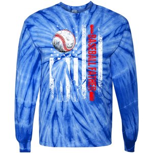 Usa American Flag Baseball Daddy Dad Papa Fathers Day Gift Tie-Dye Long Sleeve Shirt