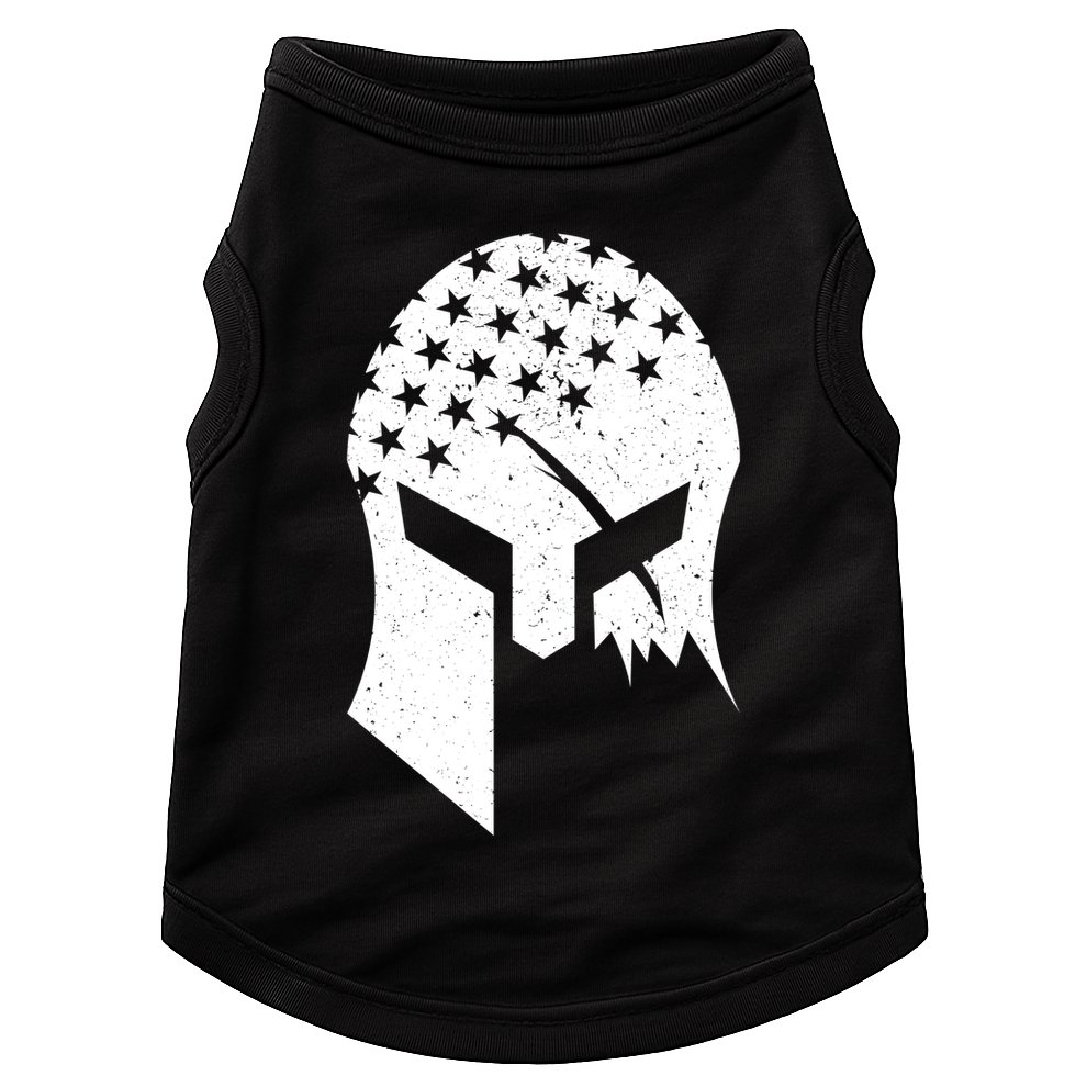 USA American Flag Warrior Skull Helmet Doggie Tank