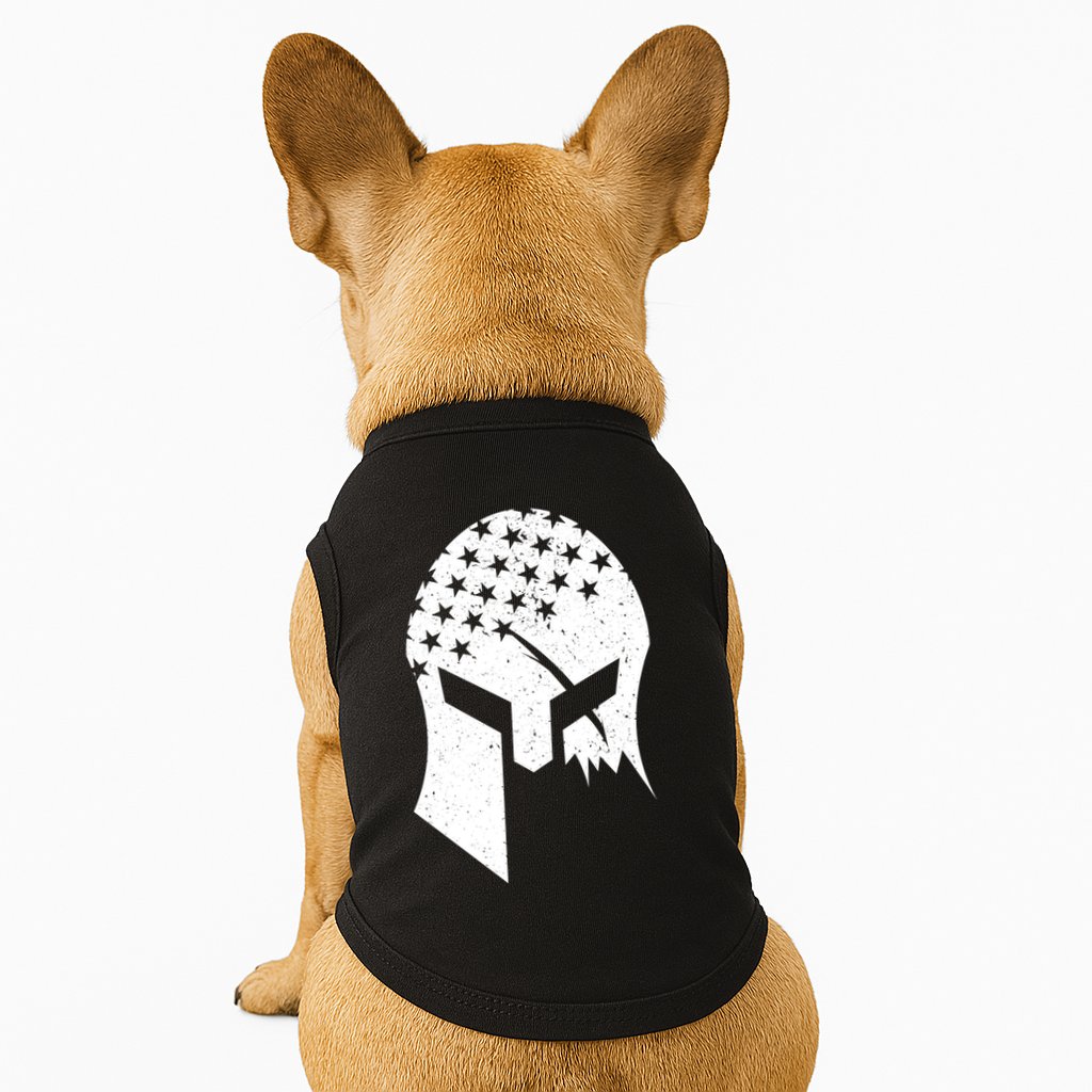 USA American Flag Warrior Skull Helmet Doggie Tank