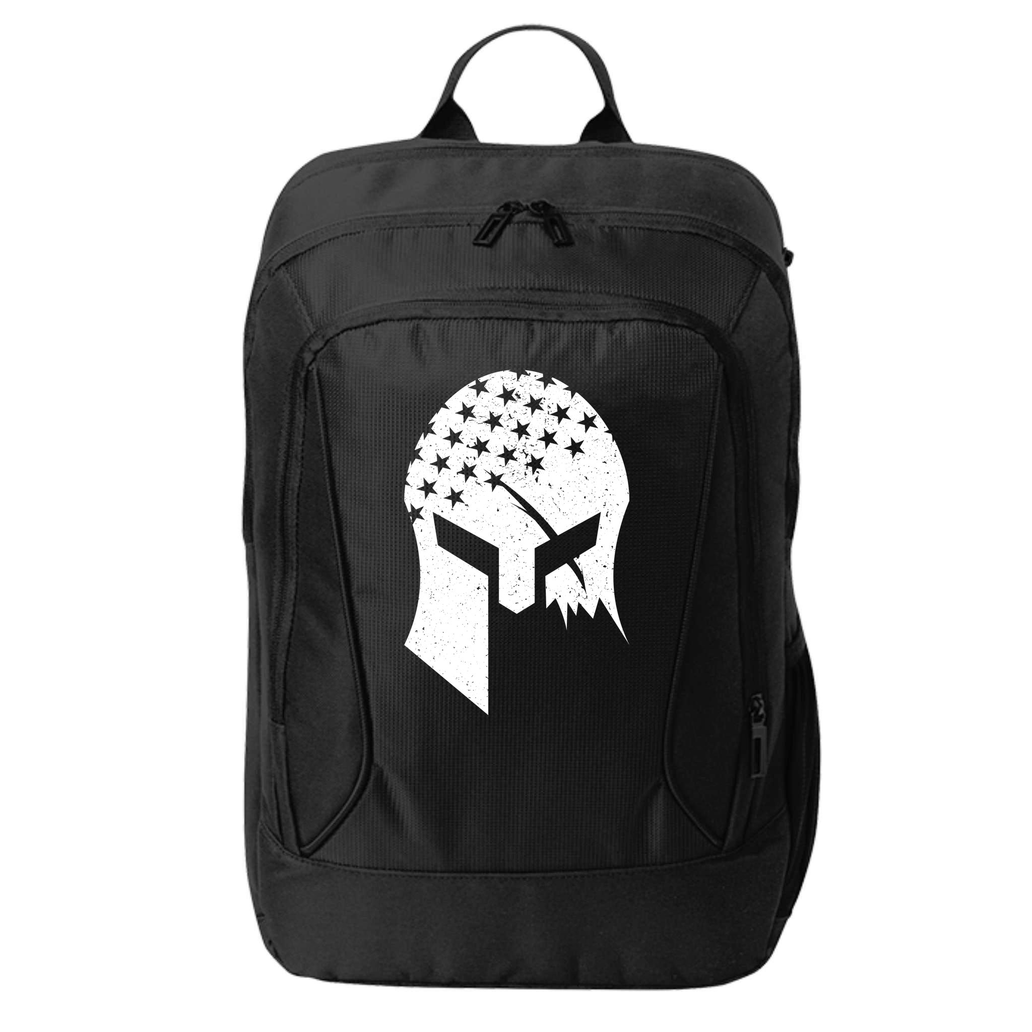 USA American Flag Warrior Skull Helmet City Backpack