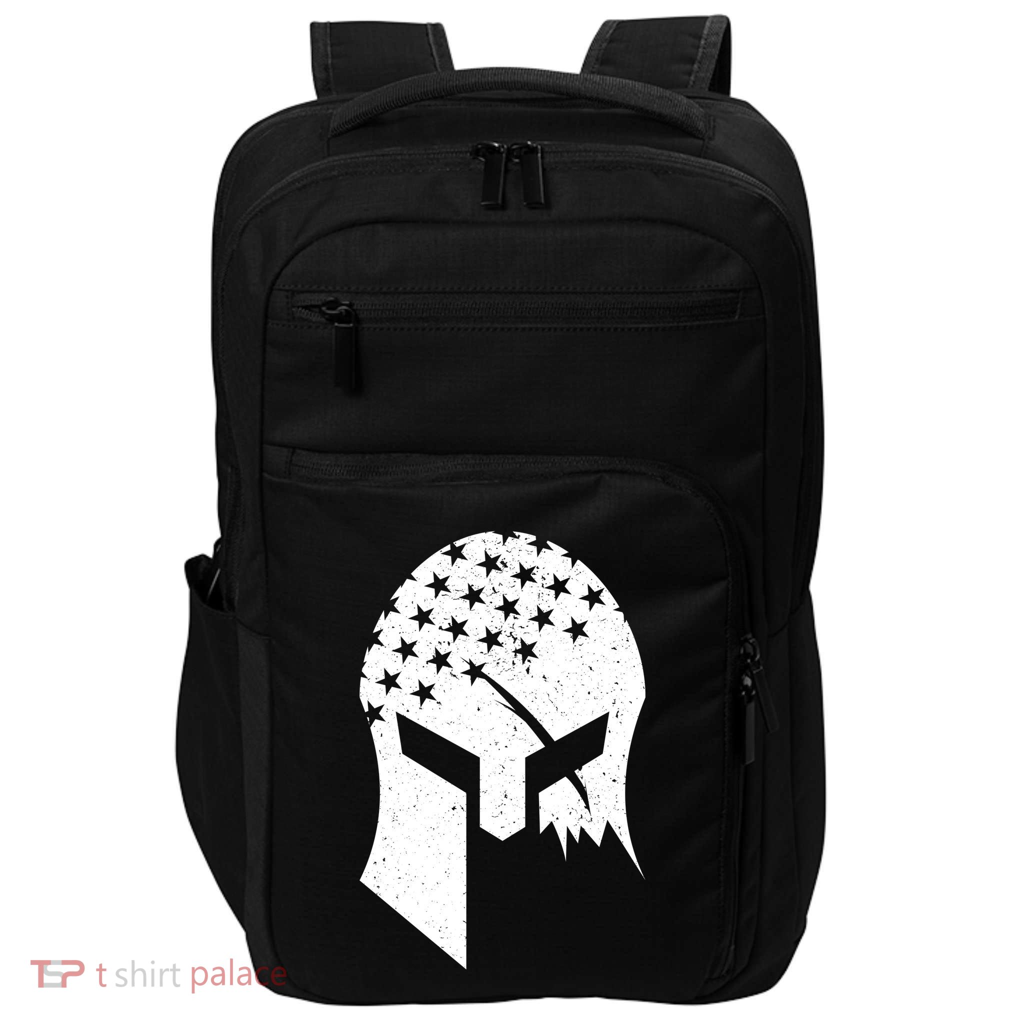 USA American Flag Warrior Skull Helmet Impact Tech Backpack