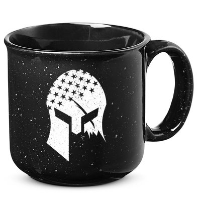 USA American Flag Warrior Skull Helmet 15oz Campfire Ceramic Mug