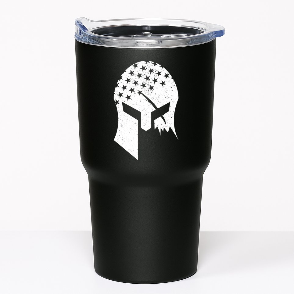 USA American Flag Warrior Skull Helmet Tumbler