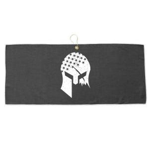 USA American Flag Warrior Skull Helmet Large Microfiber Waffle Golf Towel