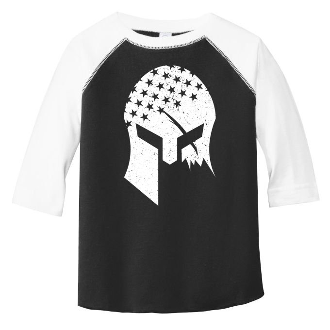 USA American Flag Warrior Skull Helmet Toddler Fine Jersey T-Shirt