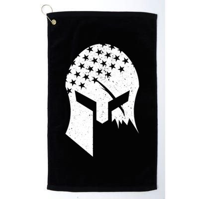 USA American Flag Warrior Skull Helmet Golf Towel