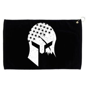 USA American Flag Warrior Skull Helmet Grommeted Golf Towel