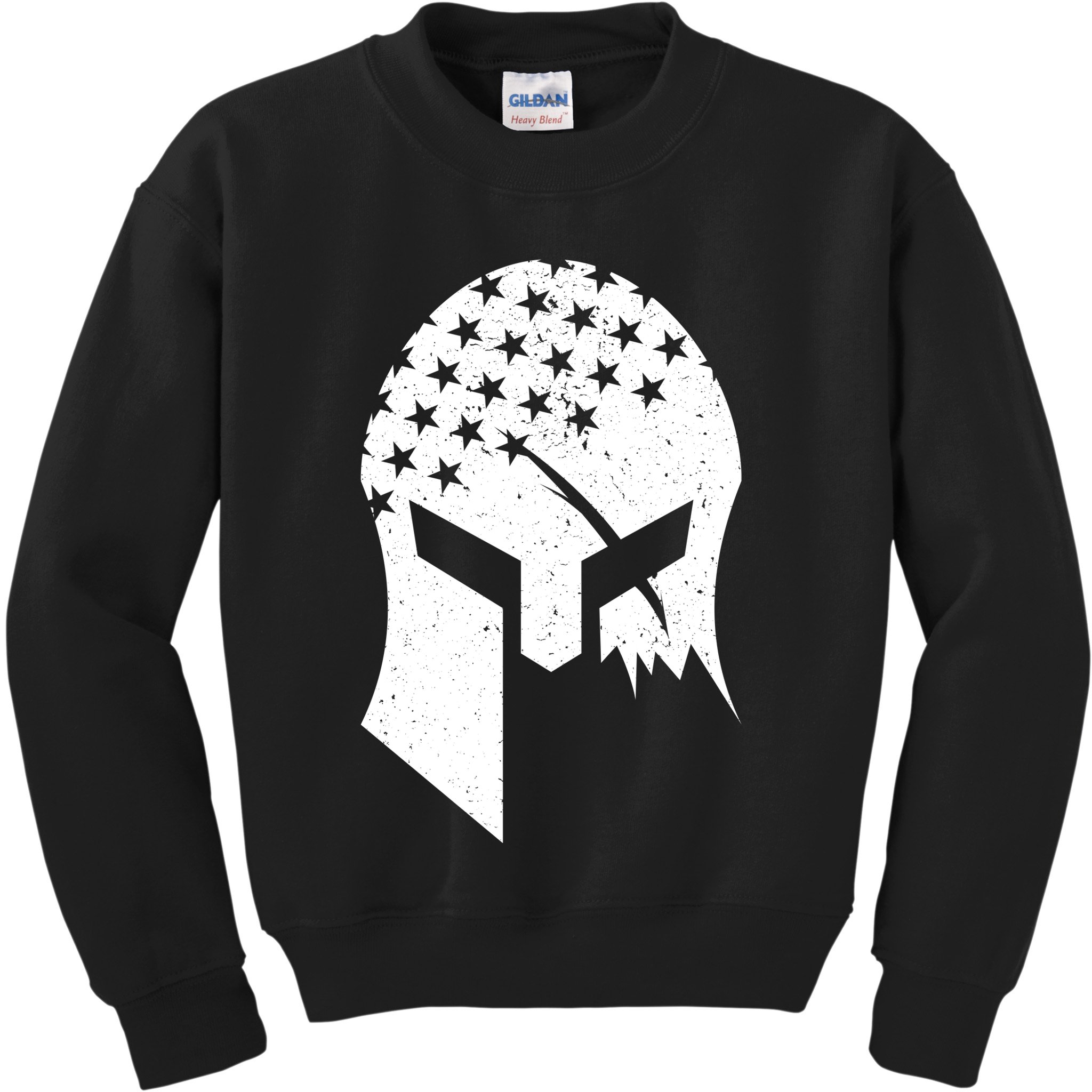 USA American Flag Warrior Skull Helmet Kids Sweatshirt