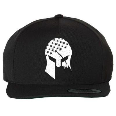 USA American Flag Warrior Skull Helmet Wool Snapback Cap