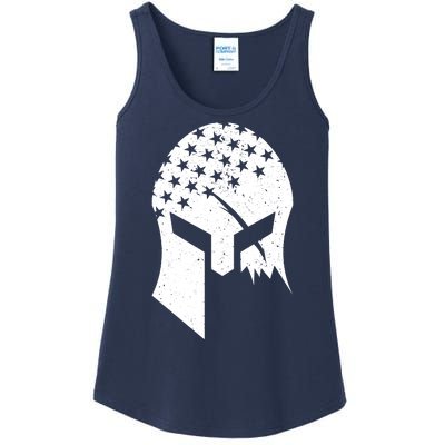 USA American Flag Warrior Skull Helmet Ladies Essential Tank