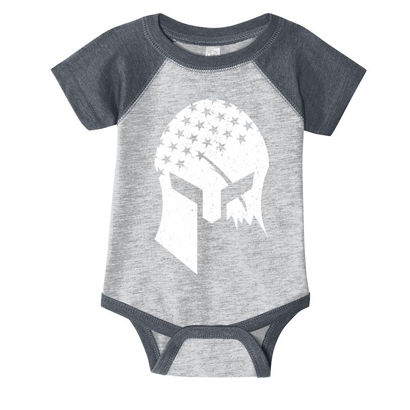 USA American Flag Warrior Skull Helmet Infant Baby Jersey Bodysuit