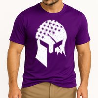 USA American Flag Warrior Skull Helmet Cooling Performance Crew T-Shirt