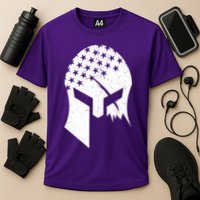 USA American Flag Warrior Skull Helmet Cooling Performance Crew T-Shirt